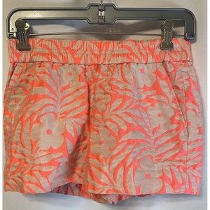 J. Crew Shorts‎ Size 00 Orange Floral Jacquard Mini Resort Lightweight